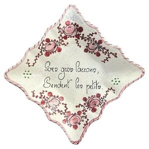 Vintage French hand painted ceramic ring trinket dish